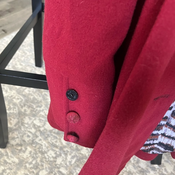 Free People Red Peacoat Pleated Back , Size 6 - Picture 5 of 9